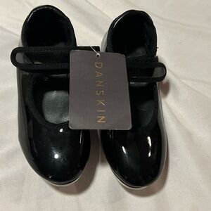 Danskin Shiny Black Girls Tap Dance Shoes size 9